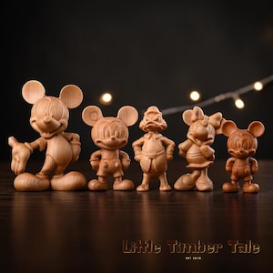 Disney-present till Disney-älskare Dekorativ samlarobjekt, Musse och Mimmi Pigg träfigurer bild 1