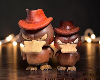 Ebony Angry Duck Magnetic Ornament Wooden Cartoon Figurine Desk Decor