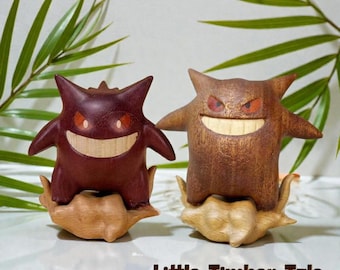 Handcrafted Sapele Wood Monster Figurines Desk Ornaments, Collectible Wooden Gifts