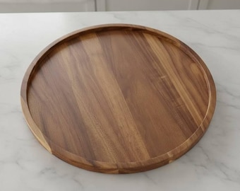 Vassoio da portata in legno di quercia ecologico / Vassoio rotondo fatto a mano per snack e decorazioni
