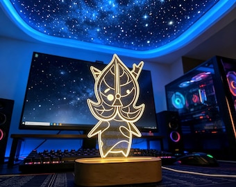 Linda lámpara de noche LED acrílica Korok, lámpara de escritorio que cambia de color, regalo para fans, decoración de dormitorio con alimentación USB, idea de regalo única para gamers, nuevo regalo