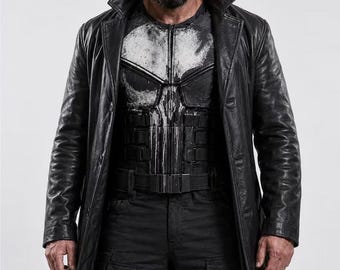The Punisher One Last Kill Leather Cosplay Costume | Punisher 2026 Vest & Coat