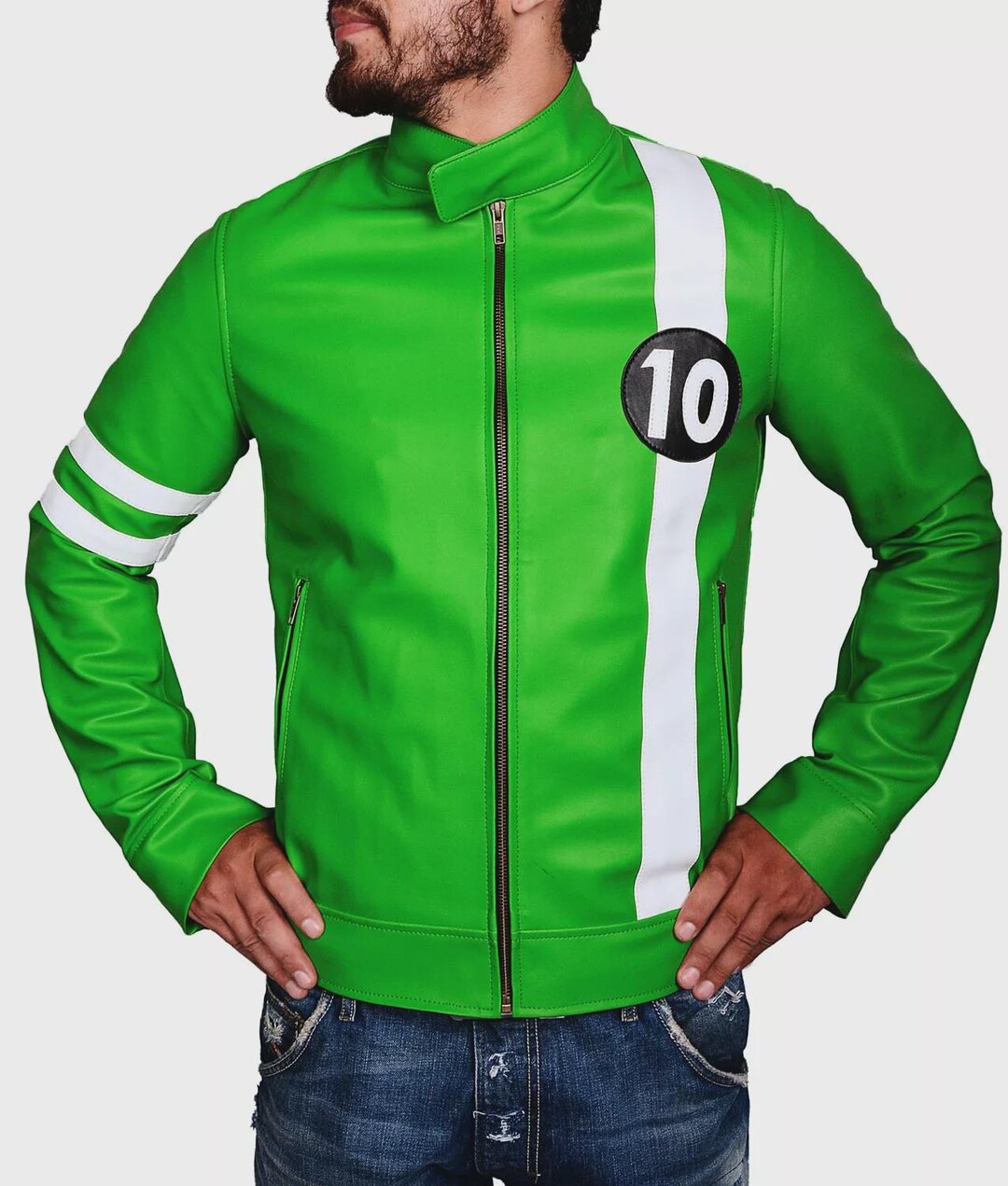 Ben 10 Alien Force Jacket | Mens Green Leather Cosplay Jacket, Ryan ...