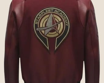 Op Starfleet Academy Darem Reymi geïnspireerd bomberjack | Handgemaakt Star Trek rood kostuum