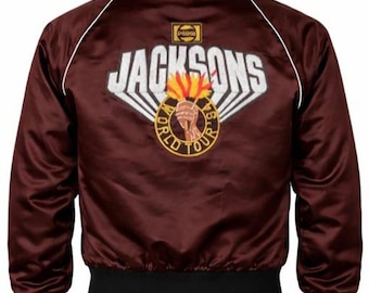 Vintage New Old Stock 1984 Jacksons World Tour Satin Bomber Jacket
