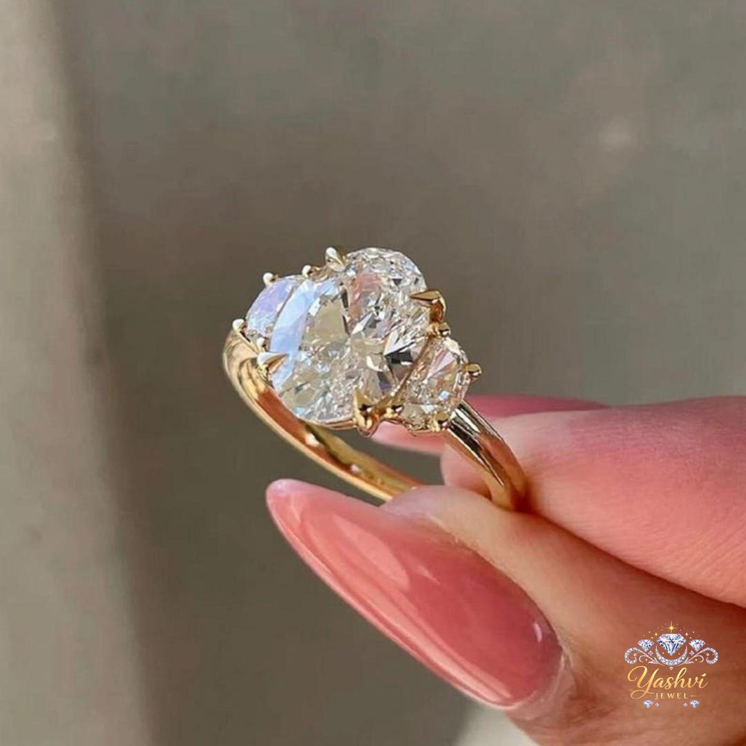 3.0 CT Oval Cut Moissanite Engagement Ring | 14K Solid Gold Ring ...