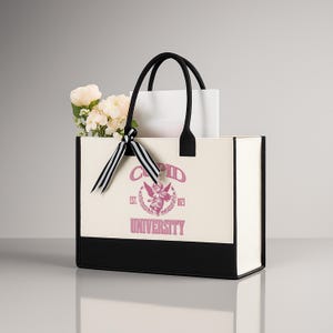 Cupid University Tote Bag Gift for Women, Pink Cupid Angel Canvas Bag, Vintage College Style Reusable Shopper Tote, Cute Gift for Her bild 6