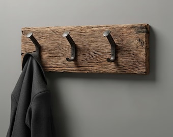 Appendiabiti da parete in legno di recupero rustico fatto a mano, appendiabiti da parete, decorazione per la casa