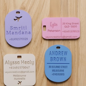 Personalised Acrylic Luggage Tag | Custom Name Bag Tag, Suitcase Label