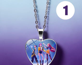 Collar con colgante de corazón de cazador KPOP para niña, joyería Kpop, regalo, lindo collar de amor de dibujos animados, accesorio estético para fans del Kpop