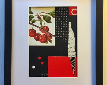 Modern, elegant collage in red and black