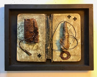 Earthy mixed media collage with tranquil vibes in neutrals