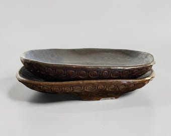 Platos de cerámica vintage de estudio – Juego de aperitivos de cerámica rústica marrón