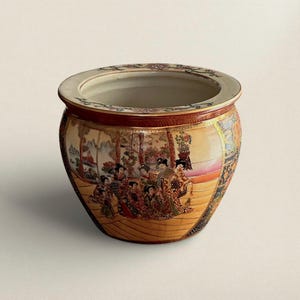 Hand painted satsuma style vase, Japanese decor, collectible pottery