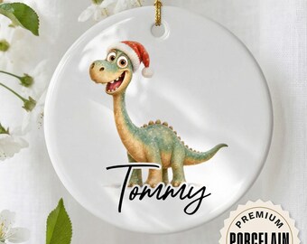 Personalized Dinosaur Christmas Ornament, Custom Name Kids Ornament, Dino Ornament for Boys, T-Rex Triceratops Ornament, Christmas Gift