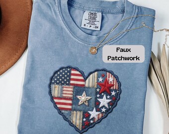 USA 250th Anniversary Shirt, Faux Patchwork USA Shirt, Comfort Colors 4th of July, 250 Years of Freedom, Retro Patriotic Shirt, America 250