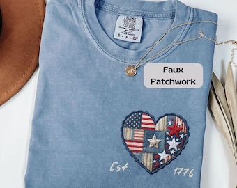 USA 250th Anniversary Shirt, Faux Patchwork USA Shirt, Comfort Colors 4th of July, 250 Years of Freedom, Retro Patriotic Shirt, America 250
