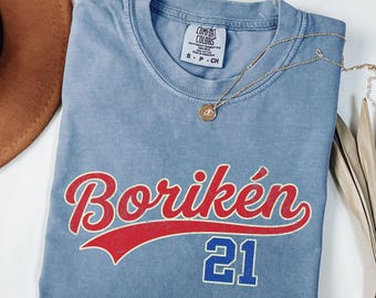 Camiseta de béisbol retro Boriken, camiseta de béisbol retro, camiseta Boriken con número personalizado, camiseta Boriken 21 personalizada, regalo de béisbol de Puerto Rico