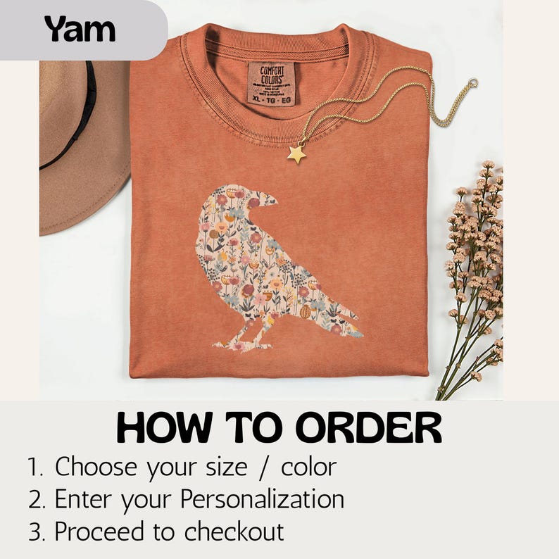 Floral Raven Shirt, Botanical Crow Tee, Wildflower Bird Design, Nature Lover Gift, Boho Cottagecore Top, Comfort Colors Aesthetic

Floral