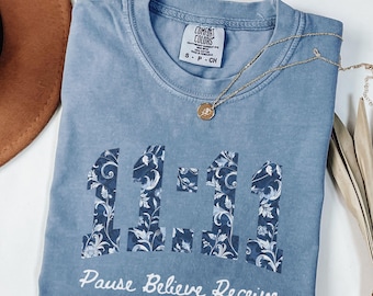 11:11 Angel Number Shirt, Spiritual Gift Tee, Witchy Shirt, Celestial Clothing, Tarot Tshirt, Mystical Top, Toile Pattern T-Shirt