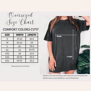 Oversized Size Chart, Comfort Colors C1717 Sizing Guide, Digital Download, T-Shirt Measurement Chart, Apparel Specs, Etsy Seller