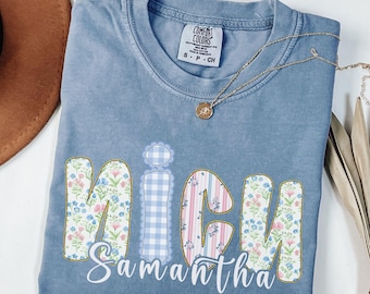 Personalized NICU Nurse Shirt, Custom Name Nurse Tee, Comfort Colors Floral Shirt, Neonatal Nurse Gift, Baby Nurse, Newborn Nurse Gift