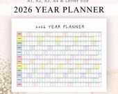2026 Year Planner, Printable Wall Calendar (PDF, PNG, Letter, A1-A4 Sizes)