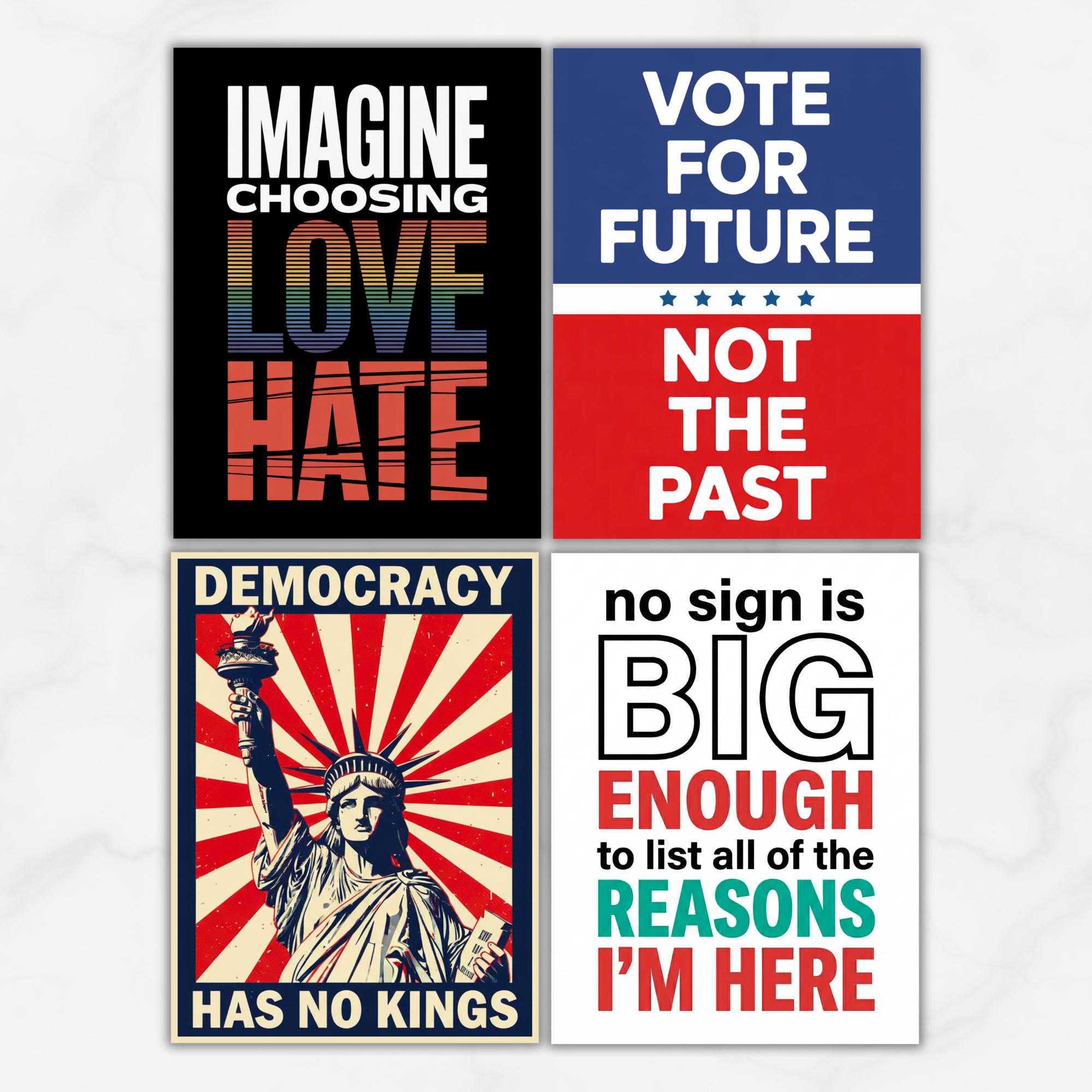 Printable Anti-trump Protest Signs Bundle, No Kings Protest Posters ...