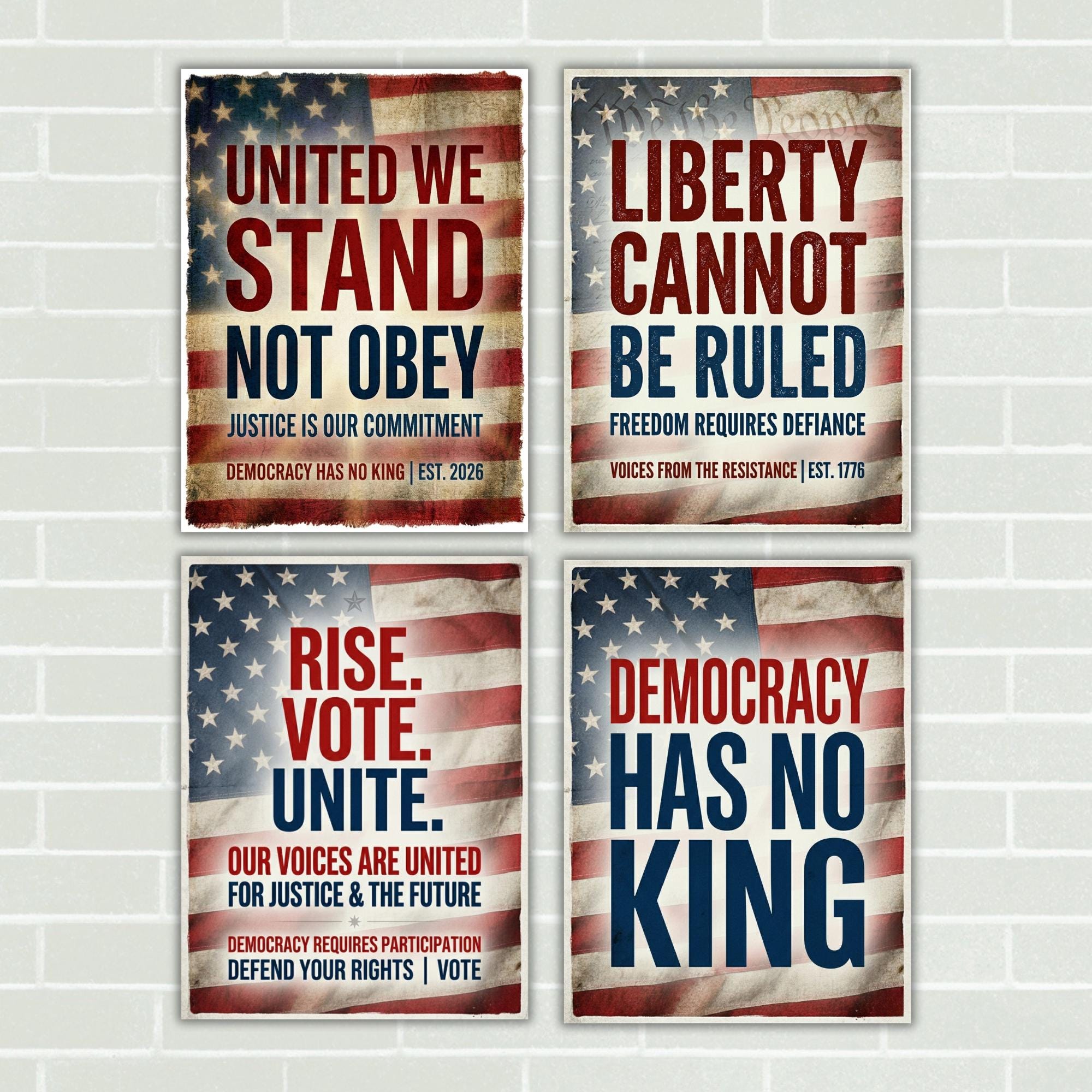 Printable Anti Trump Protest Sign Bundle No Kings Posters Resist Defend ...