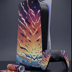 Electric Dragon PS5 Skin | Cyber Neon Anime Style Console Wrap | Premium Vinyl Decal for PlayStation 5 | PS5 Controller Wrap