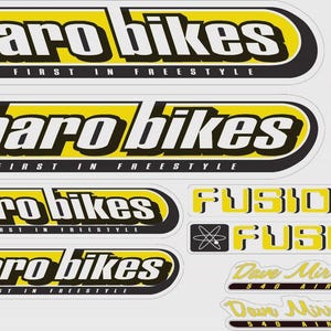 Haro Bikes Style BMX Frame Decal Set – Retro Yellow & Black, Black or Red Vinyl Stickers – Classic BMX Look