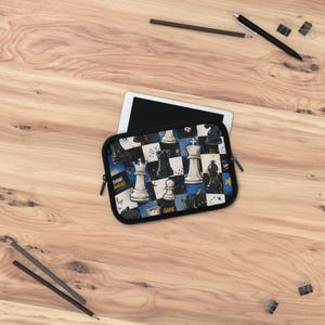 Chess Pieces Pattern Laptop Sleeve | Think Ahead Checkered Design