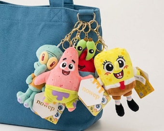 SpongeBob Plush Keychain, Cartoon Character Keyring, Mini Plush Bag Charm Gift birthday