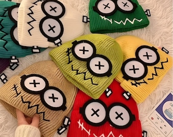 Unisex Knit Beanie, Funny Robot ,Winter Streetwear warm Cap
