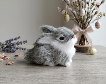 Realistic simulation Rabbit Plush, Easter Bunny, Mini Stuffed Animal Decor gift, simulation pet