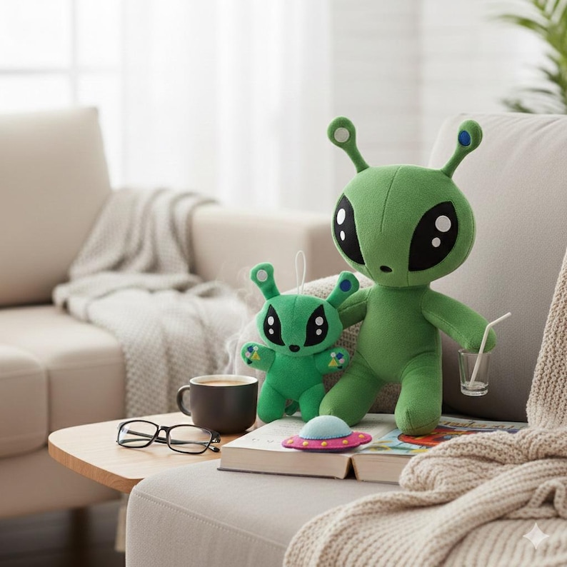 Green Alien Plush – Soft Tentacled Toy, Space Decor (34cm) - Etsy