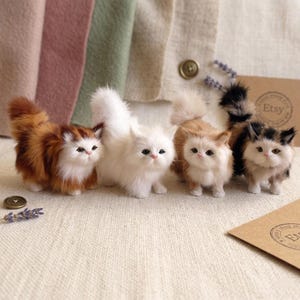 Realistic Cat Figurine Mini Stuffed Animal Simulation Kitty Desk Decor Cat Lover Gift