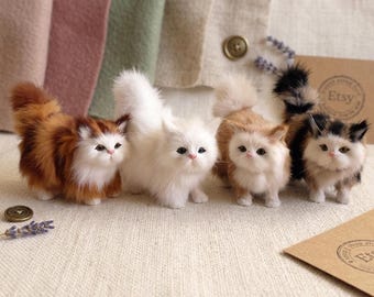 Realistic Cat Plush Toy Mini Stuffed Animal Simulation Kitty Desk Decor Cat Lover Gift