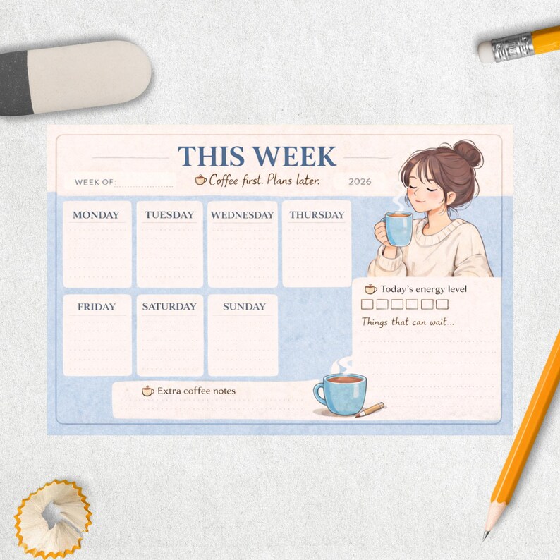 Coffee Weekly Planner – Printable Desk Pad (PDF Download) - Etsy