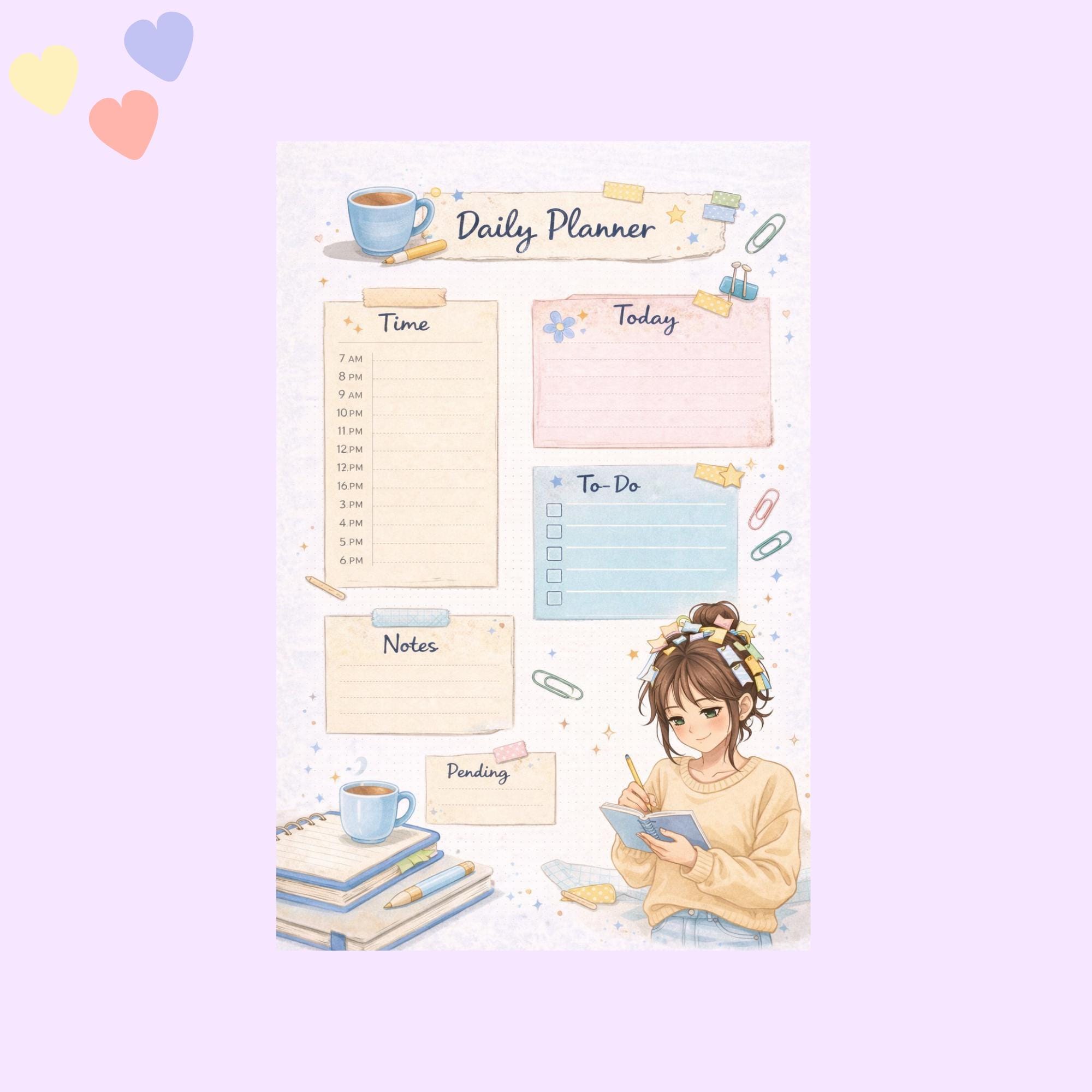 Daily Planner Printable | Cute Pastel Daily Planner PDF | to Do List ...