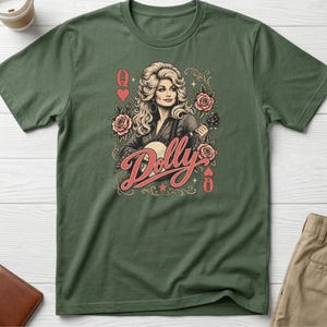 Dolly Parton Tribute T-Shirt, Country Music Queen Shirt, Vintage Western Singer Tee, Country Music Lover Gift Military Green