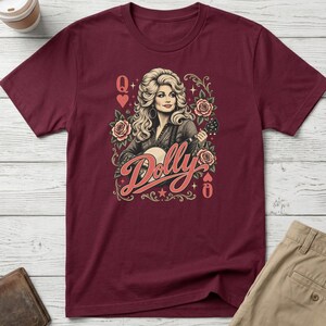 Dolly Parton Tribute T-Shirt, Country Music Queen Shirt, Vintage Western Singer Tee, Country Music Lover Gift Maroon