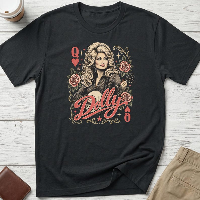 Dolly Parton Tribute T-Shirt, Country Music Queen Shirt, Vintage Western Singer Tee, Country Music Lover Gift Black