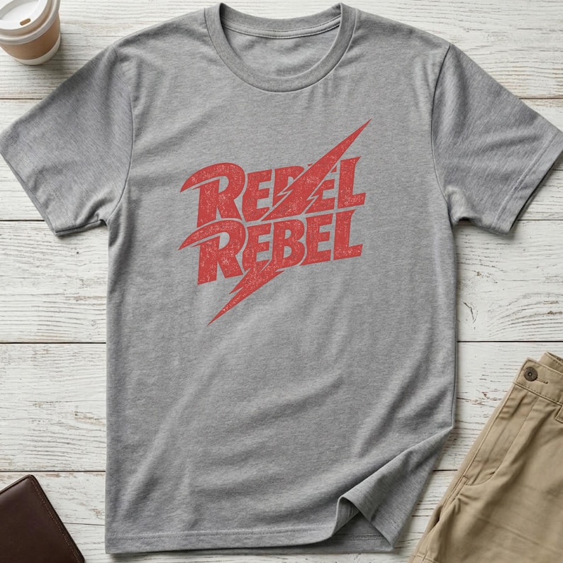 Retro 70's Music Rebel T-Shirt | Soft Feel DTG Print Tee Rs Sport Grey