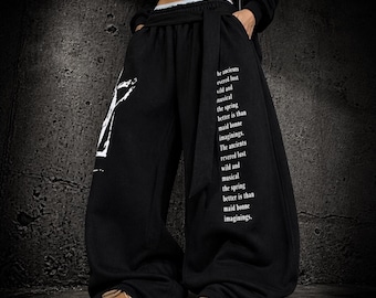 Y2K Baggy Sweatpants Women Streetwear Wide Leg Graphic Pants
