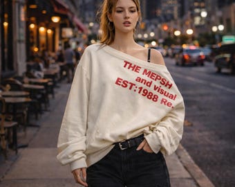 Off Shoulder Oversized Sweatshirt Y2K Streetwear Women Pullover