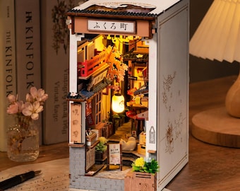 DIY Book Nook Kit LED Miniature Shelf Decor Gift for Book Lovers