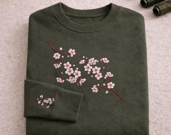 桜刺繍スウェットシャツ