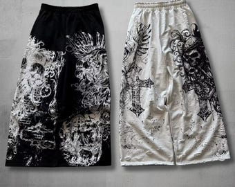 Y2K Gothic Skull Sweatpants Oversized Baggy Joggers Unisex Streetwear Wide Leg Pants