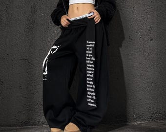 Y2K Baggy Sweatpants Women Streetwear Wide Leg Graphic Pants